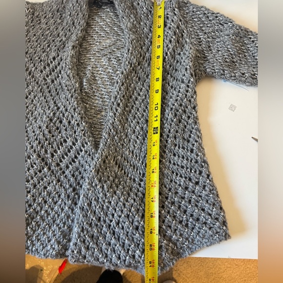 Eileen Fisher Eco Pebble Ash Cardigan Wool Alpaca Open Knit Gray Women Small - Picture 14 of 15